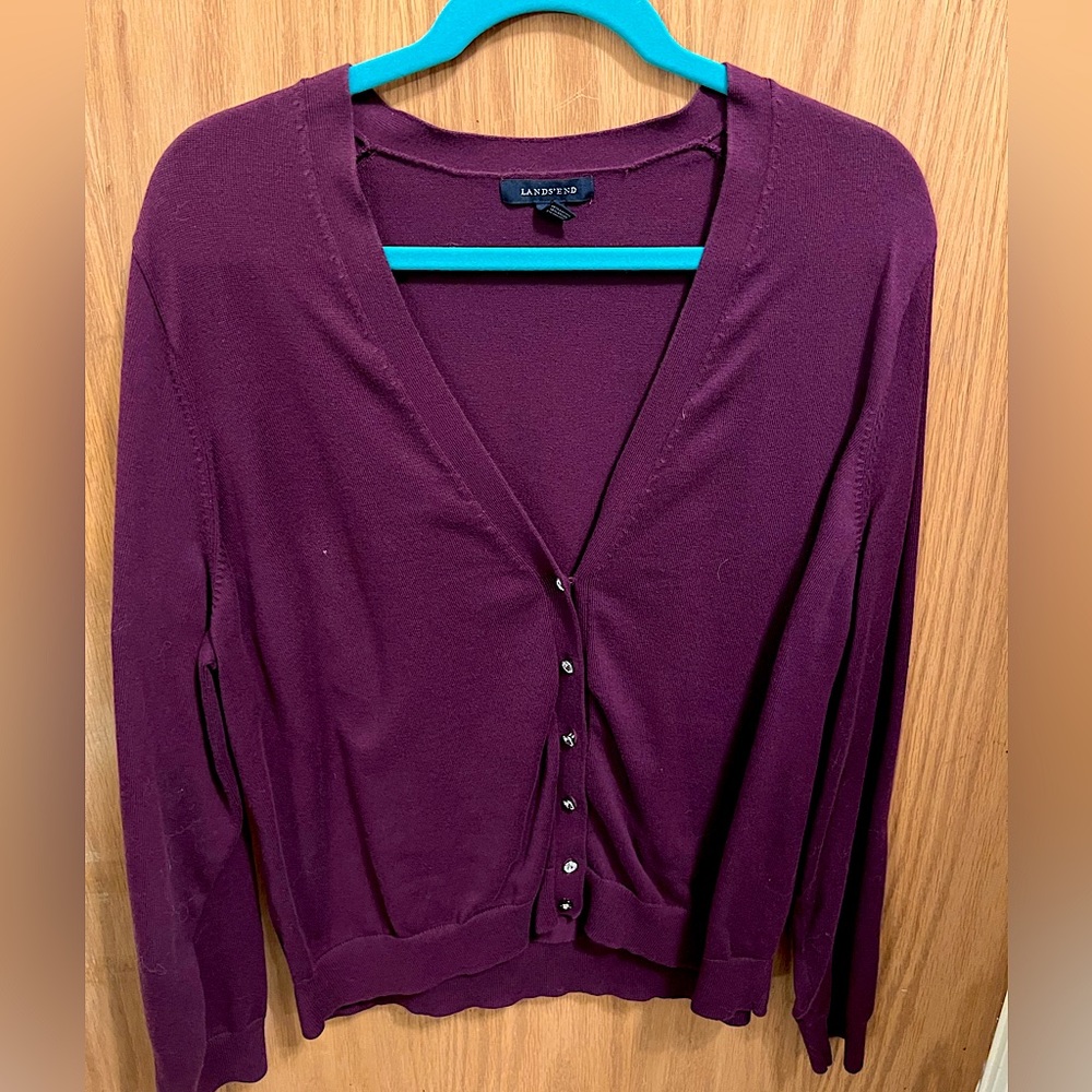 Lands End cardigan, Crystal buttons, size 2x